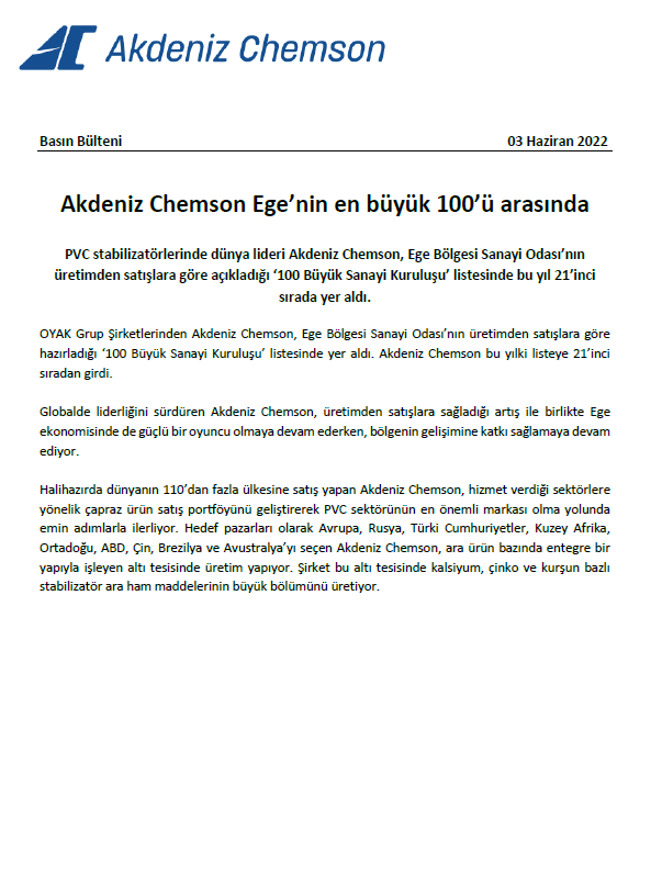 Akdeniz Chemson - Beyond Additives