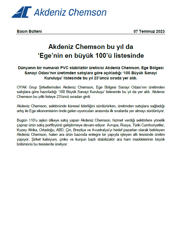 Akdeniz Chemson - Beyond Additives