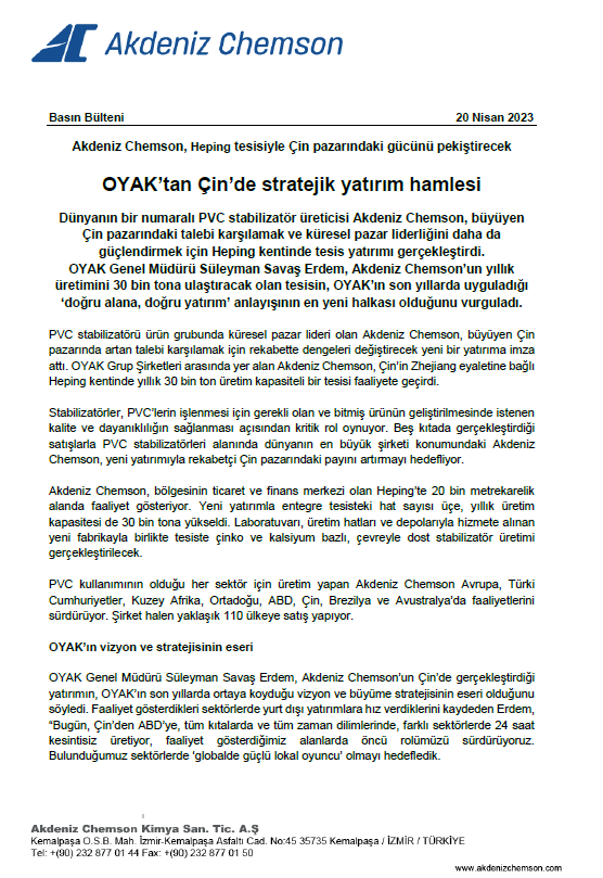 Akdeniz Chemson - Beyond Additives